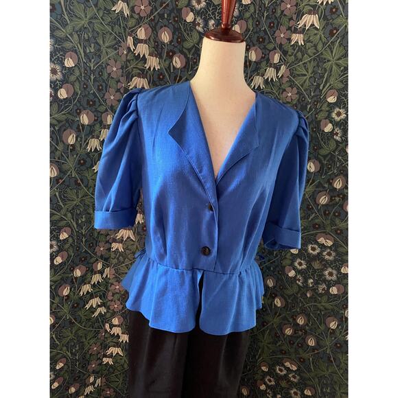 Vintage 60’s dress with peplum detail in black and blue from Yessica, size 10 - Picture 3 of 4